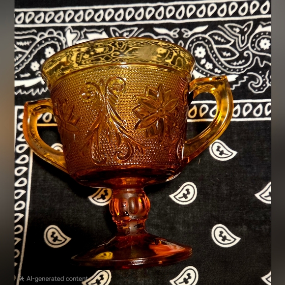 Tiara Amber Glass Pedestal Cup - Picture 2 of 5